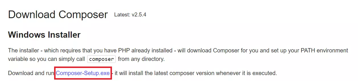 Un clic sur « Composer-Setup.exe » lance le téléchargement du programme d’installation de Windows