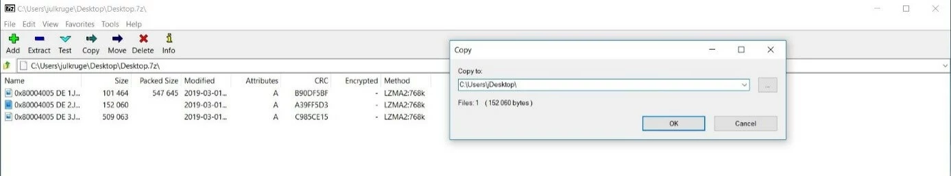 Décompresser un fichier avec 7-Zip