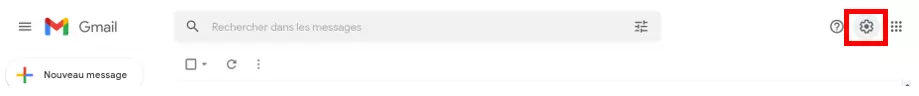 Ouvrir les paramètres dans la boîte de réception Gmail