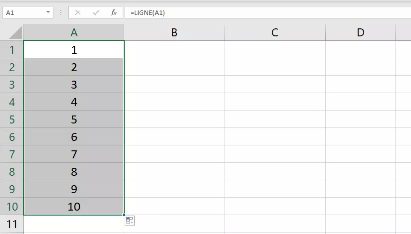 Numérotation automatique grâce à la fonction LIGNE