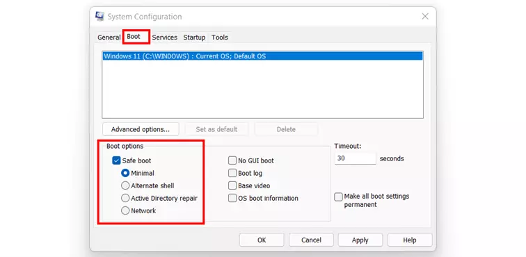 Windows 11 : Menu « Démarrer » de msconfig