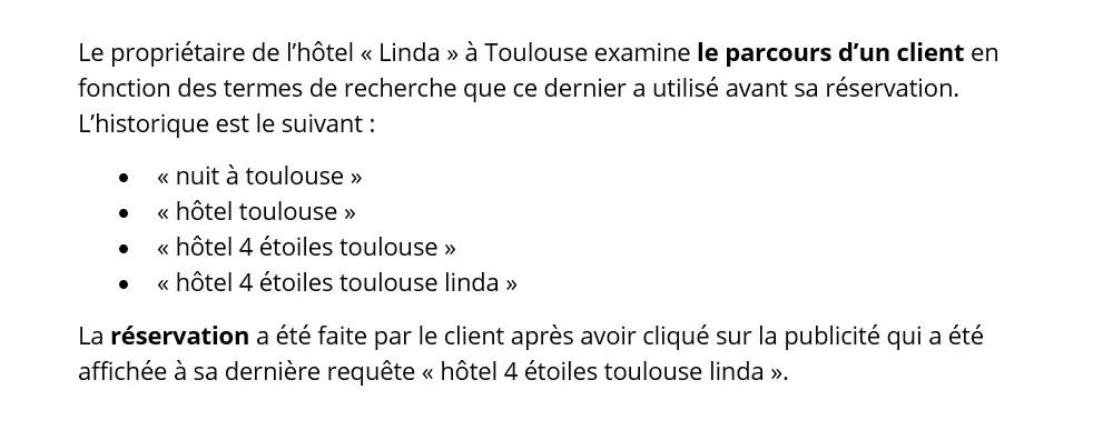 Scénario à titre d’exemple pour introduire les modèles d’attribution.