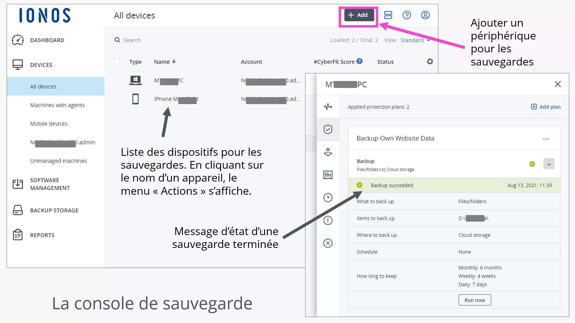 Stocker des photos avec MyDefender : console de sauvegarde, pour la gestion les sauvegardes