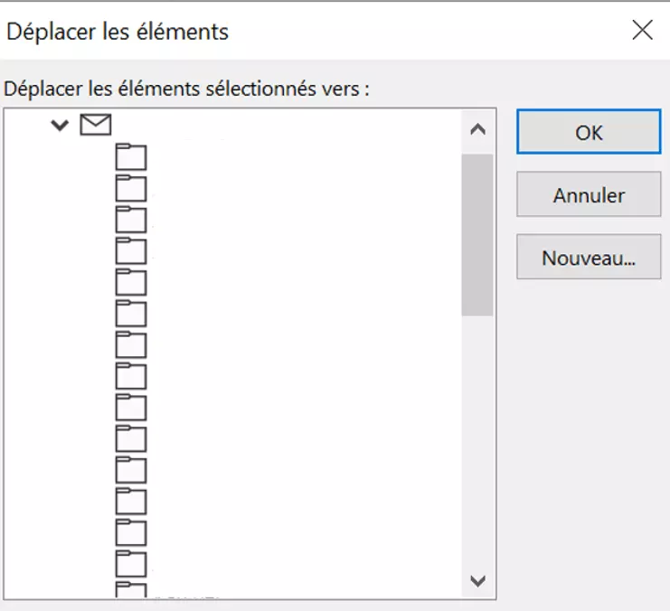 Sélectionner le dossier vers lequel les éléments sélectionnés doivent être déplacés