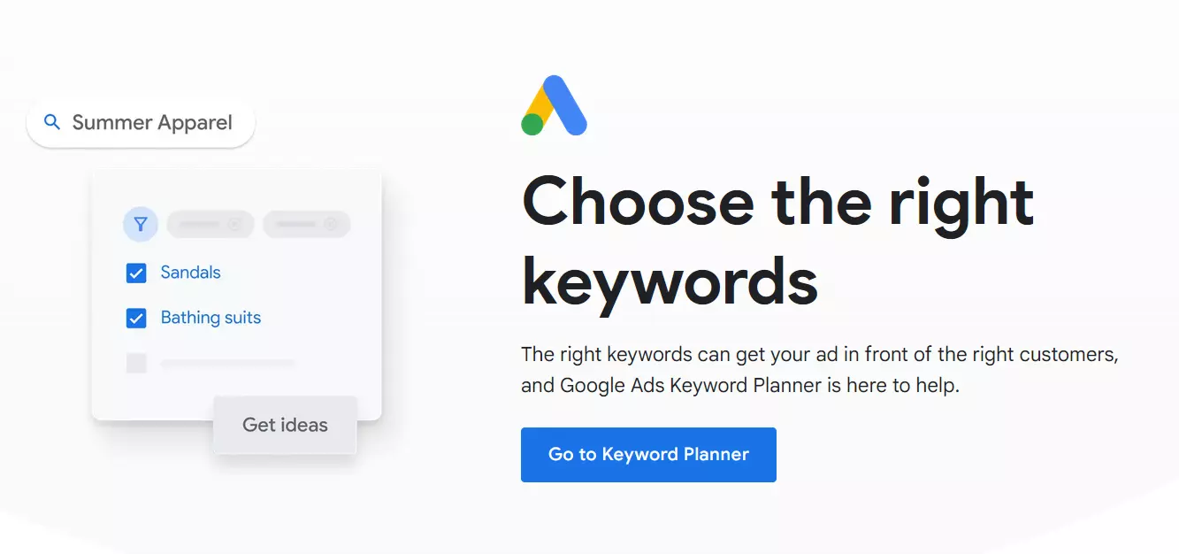 Capture d’écran de la page de Google Keyword Planner