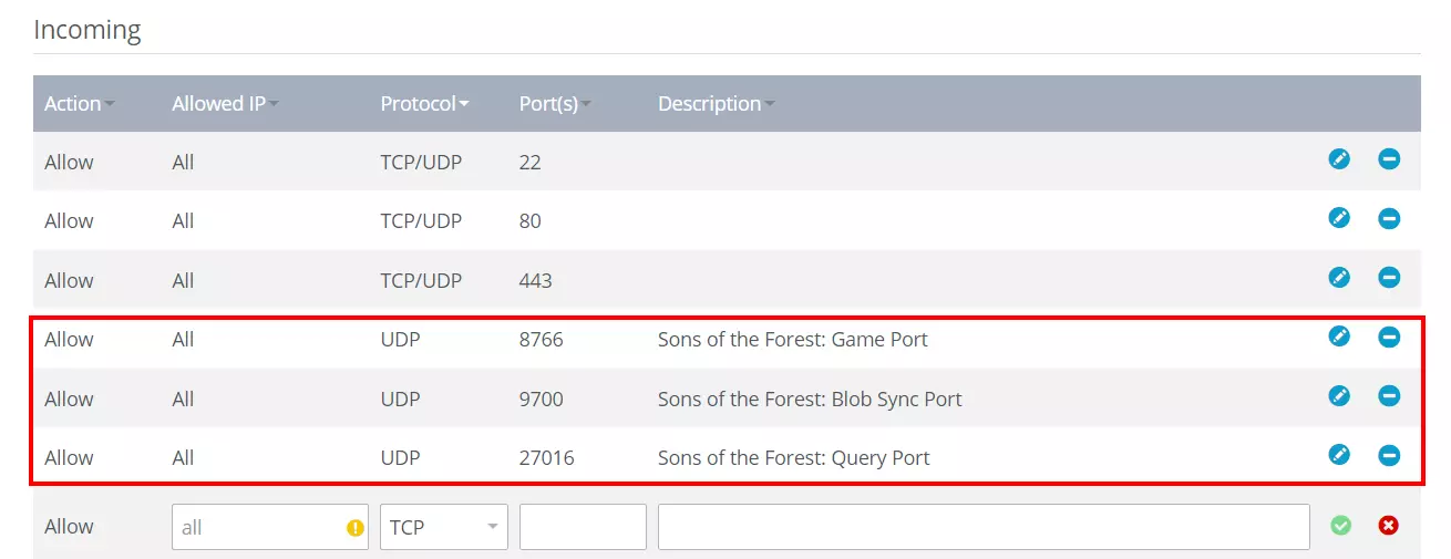 Serveur Ubuntu Sons of the Forest : partage de ports sur IONOS