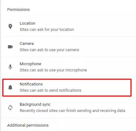 Capture d’écran de la section « Notifications » dans Google Chrome