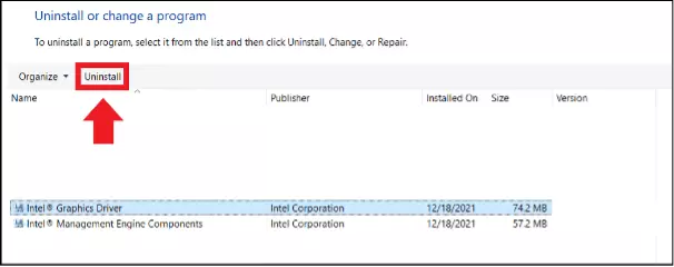 Liste des programmes système dans le Panneau de configuration de Windows