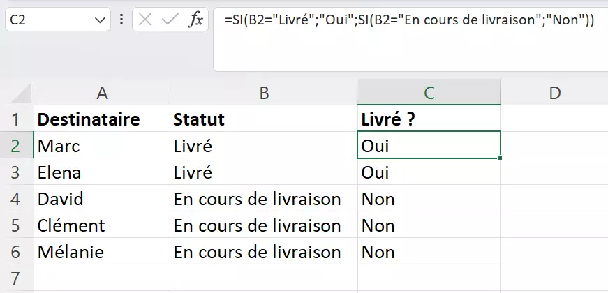 Vérification si des colis ont déjà été envoyés