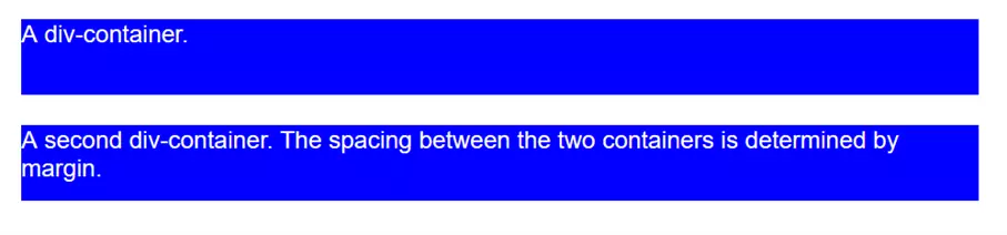 Espacement entre deux conteneurs HTML ajusté avec margin