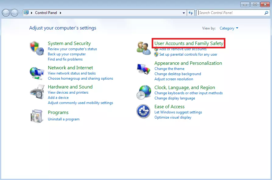 Panneau de configuration Windows 7