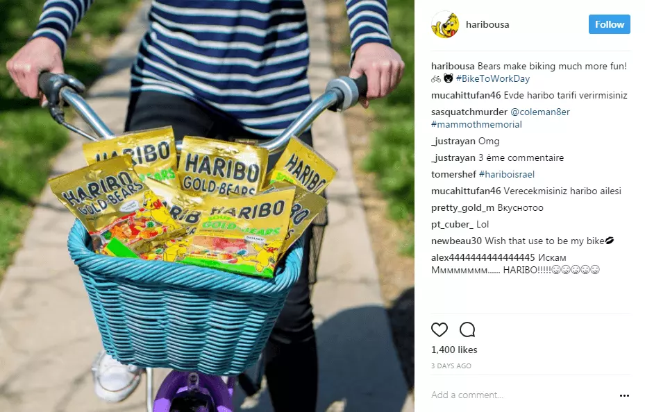 Haribo utilise les emojis pour encourager ses fans à interagir sur sa page. 