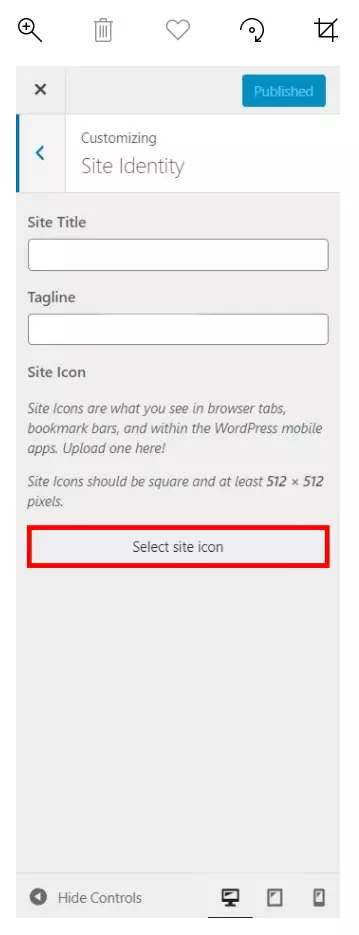 Insérer un favicon dans WordPress : menu dans le Customizer 