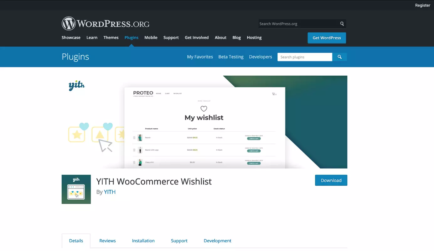 YITH WooCommerce Wishlist sur WordPress.org