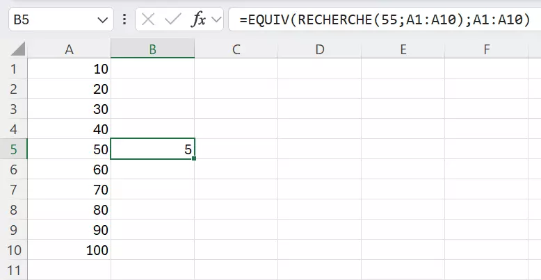 RECHERCHE Excel : avec EQUIV