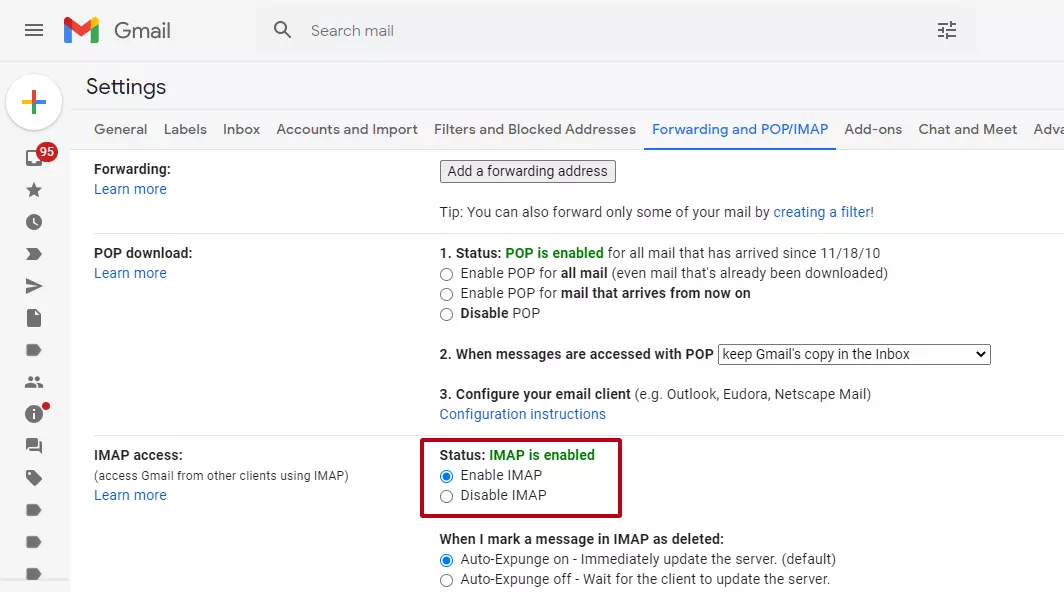 Client Gmail : activer l’IMAP