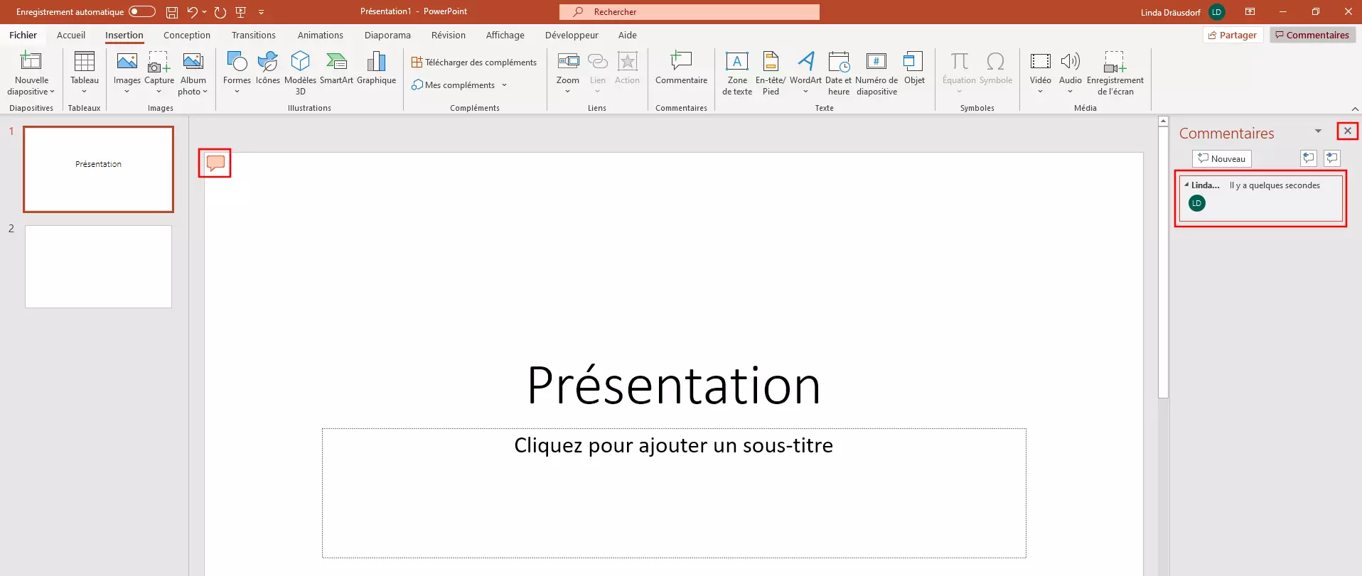 PowerPoint : commentaires