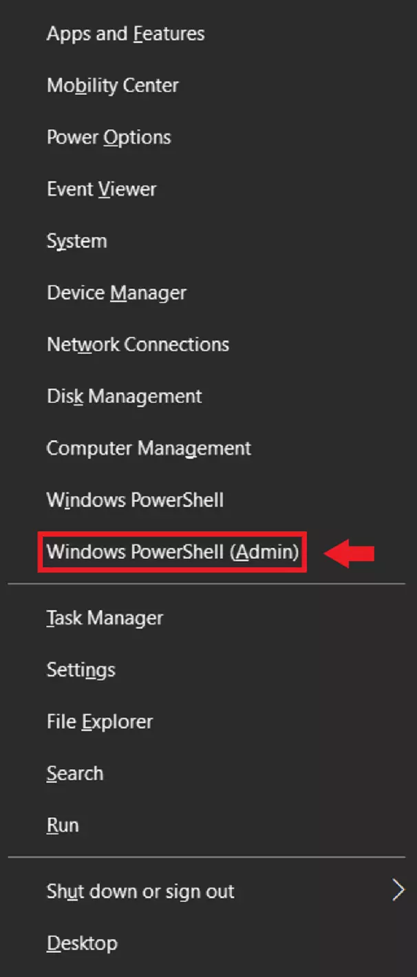 Ouvrir « Windows PowerShell (admin) »