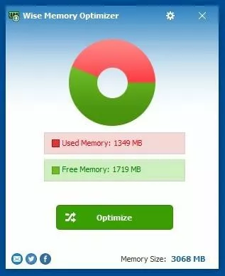 Wise Memory Optimizer : fenêtre principale