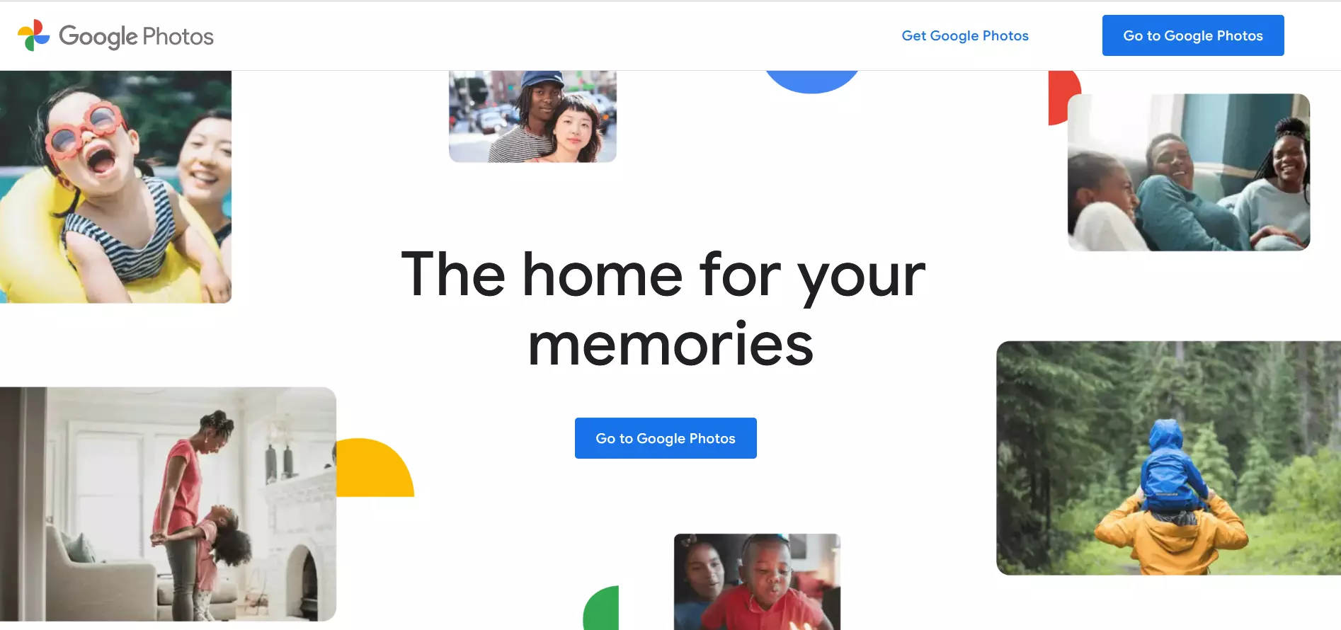 Capture d’écran de la page de présentation de Google Photos