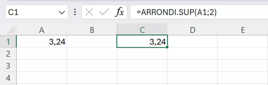 Fonction Excel ARRONDI.SUP à 2 décimales