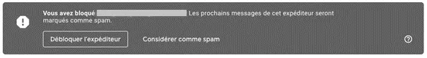 Gmail : Champ qui informe de l’adresse e-mail bloquée