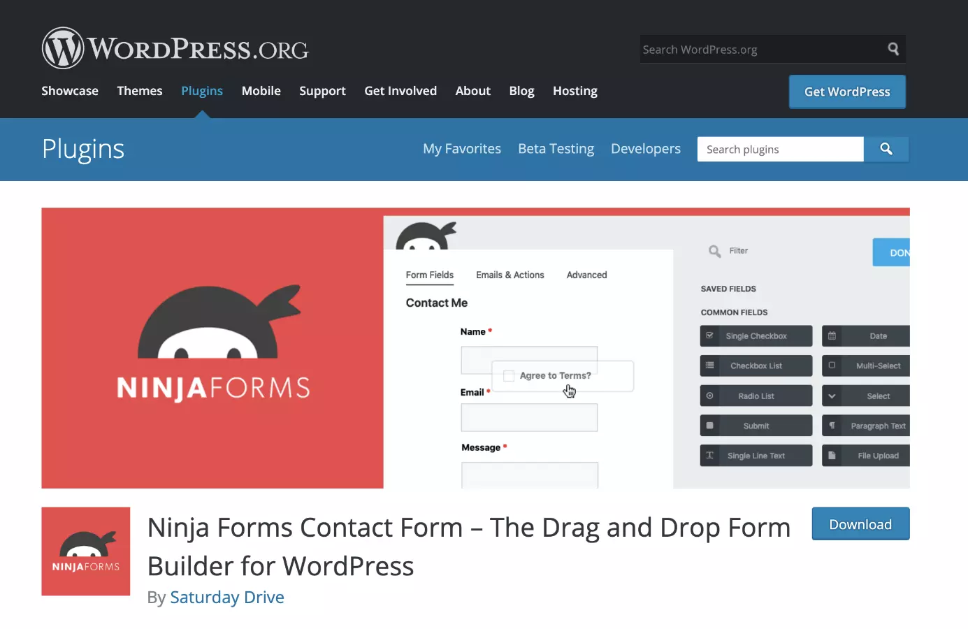 Le plugin formulaire Ninja Forms WordPress sur WordPress.org