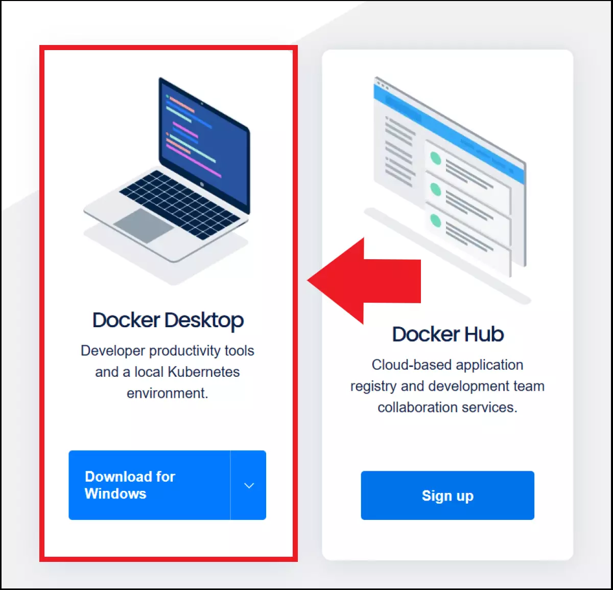 Figure du site Web de Docker avec option de téléchargement pour Docker Desktop