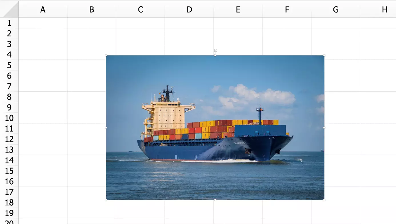 Une image grand format insérée dans Excel