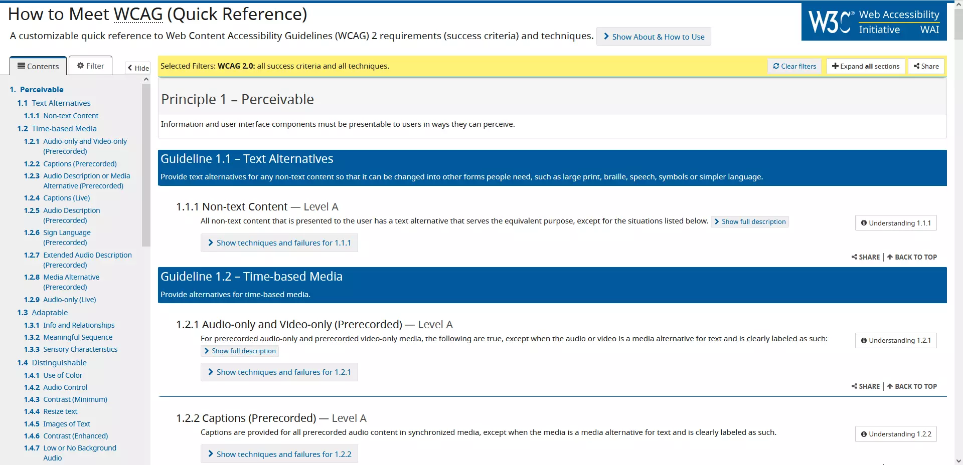 Référence rapide du WCAG 2 avec checklist personnalisable