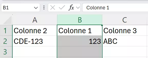 Excel : colonne déplacée