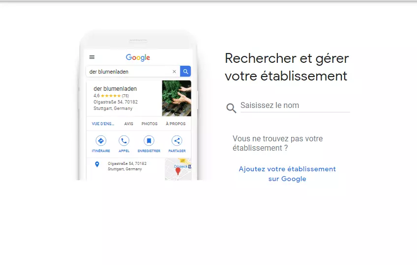 Inscrivez-vous sur Google My Business : trouver et gérer des entreprises