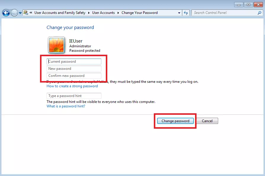 Gestion des comptes d’utilisateurs sous Windows 7 : changer le mot de passe