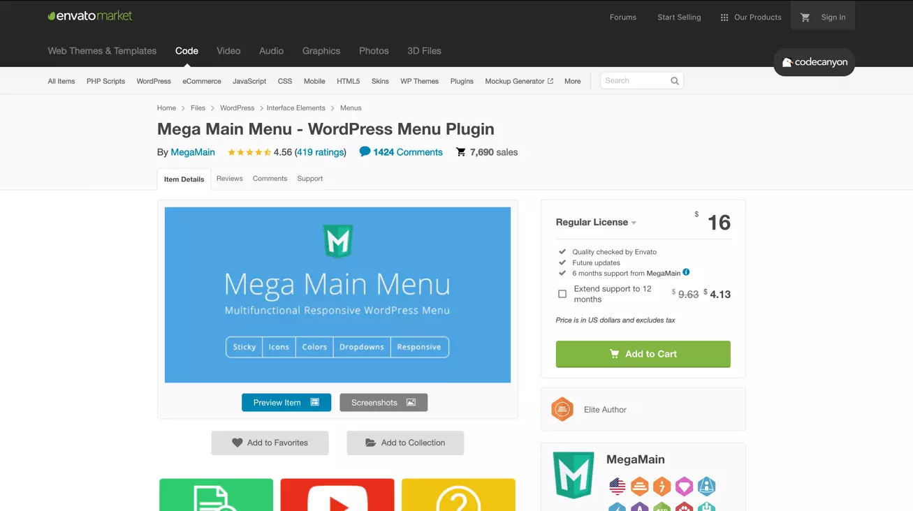 Mega Main Menu de codecanyon