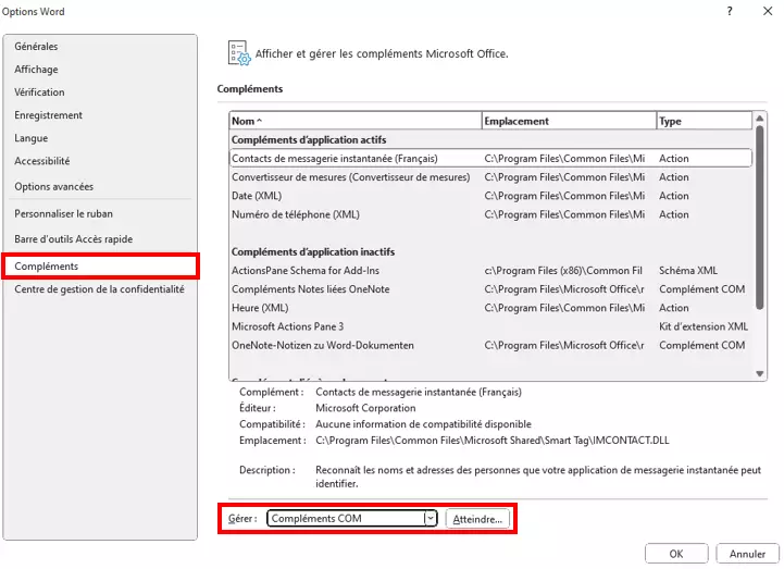 Word ne veut pas s’ouvrir : désactiver les compléments