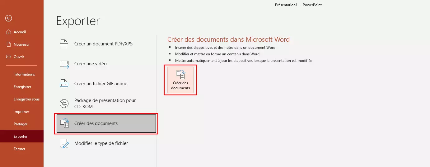 PowerPoint : créer des documents