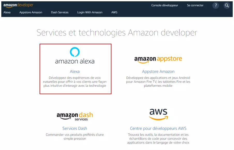 Amazon Developer Console : Aperçu du service