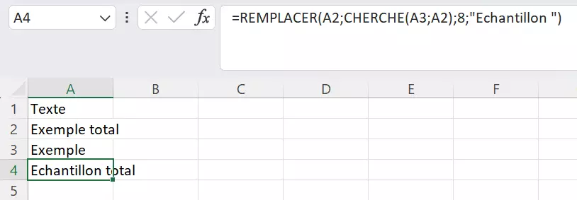 Modifier les séquences de texte spécifiques de certains emplacements avec la fonction CHERCHE d’Excel