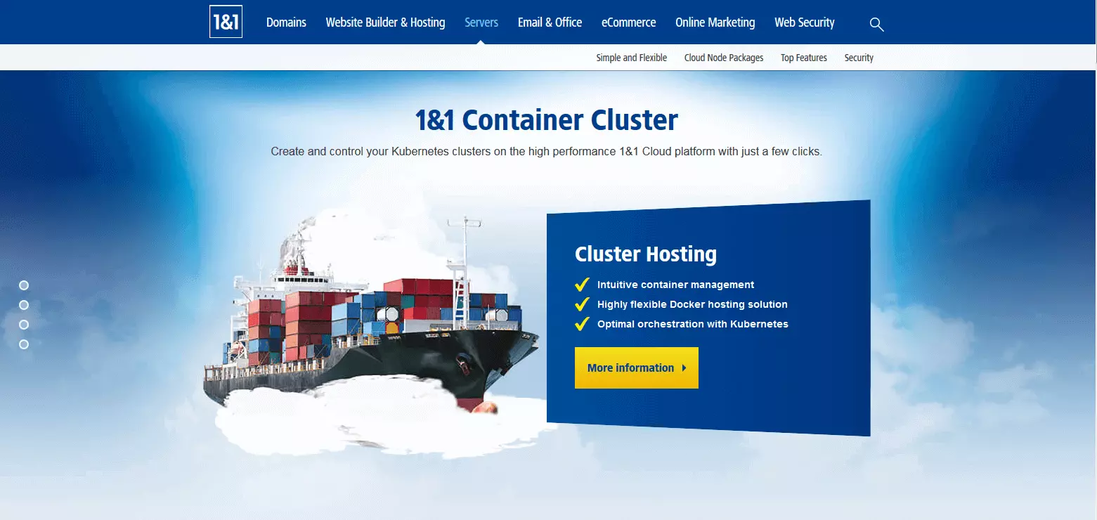 Site Web produit pour IONOS Container Hosting ClaaS