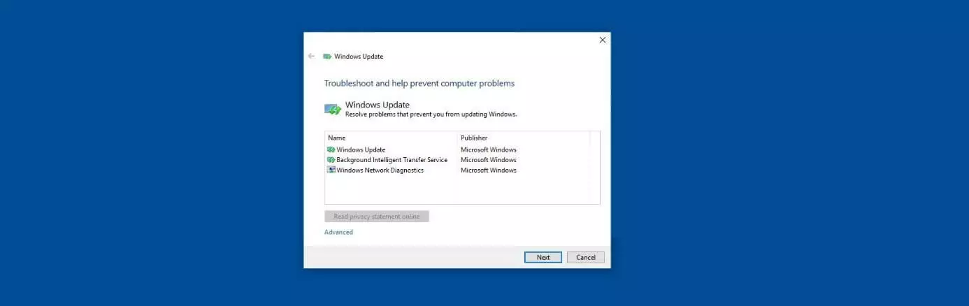 Utilitaire de résolution des problèmes : Windows Update