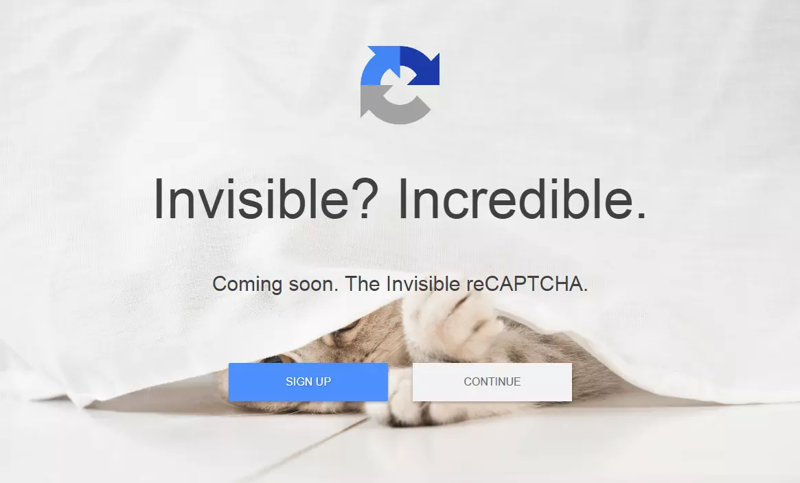 Page d’accueil de Google reCAPTCHA