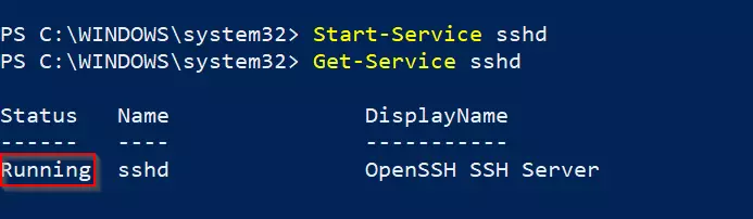 Service serveur SSH PowerShell