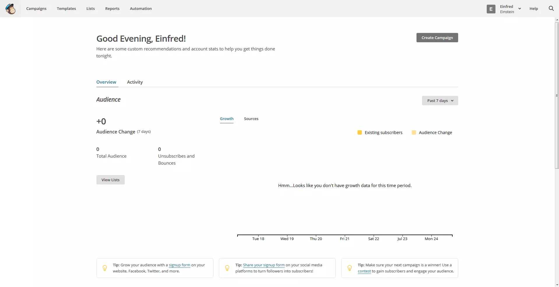 Aperçu de MailChimp