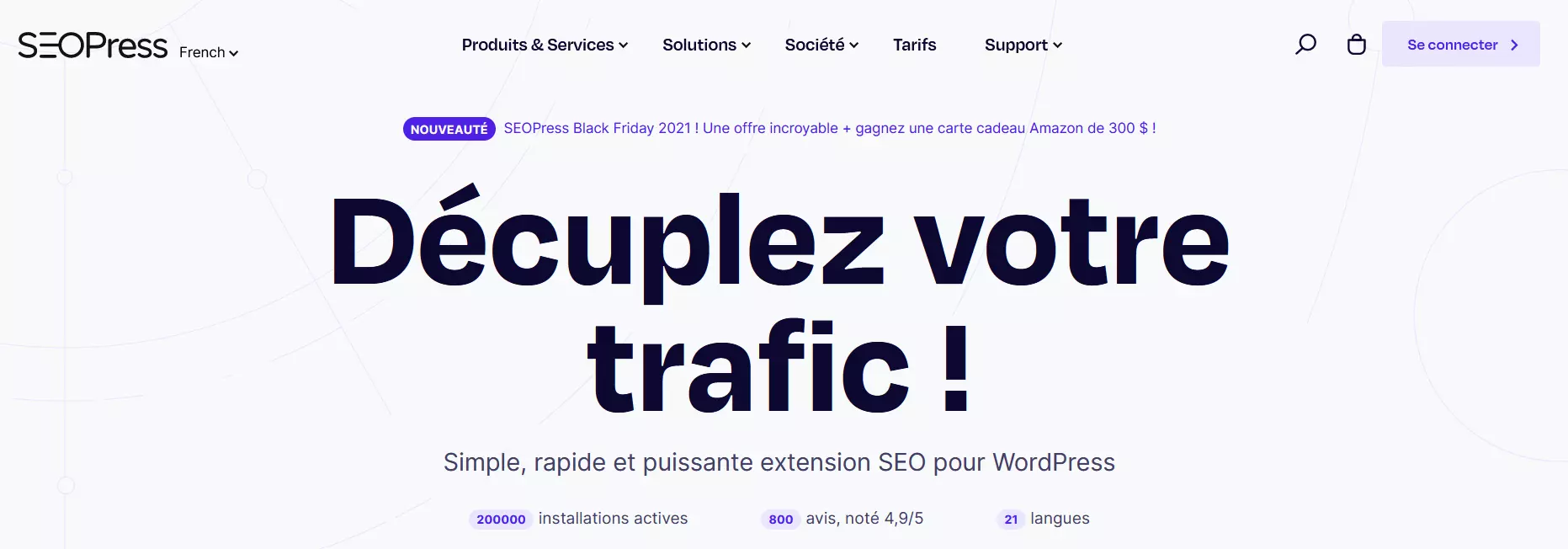 Capture d’écran du site Internet SEOPress