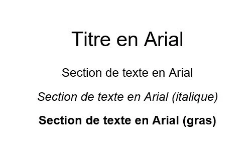 Exemples de texte pour Arial