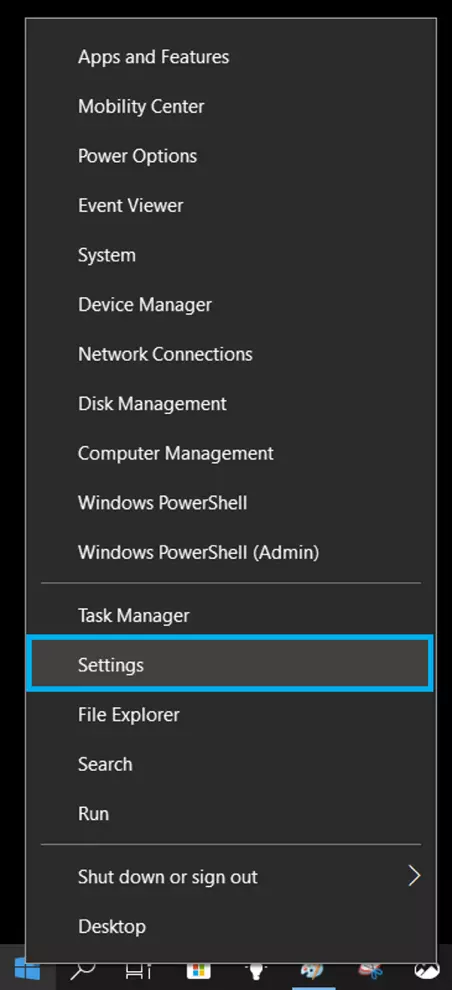 Panneau de configuration » ou « Settings » dans la version anglaise dans la liste des tâches de Windows.