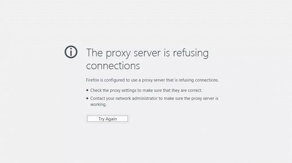 [« Impossible de se connecter au serveur proxy », message d’erreur en anglais