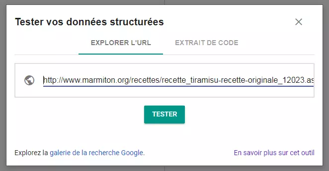 Outil de test Google pour vérifier son balisage