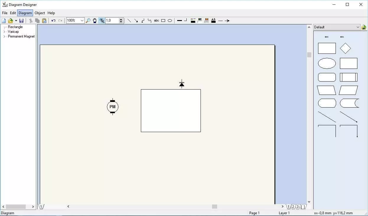 Interface utilisateur de Diagram Designer