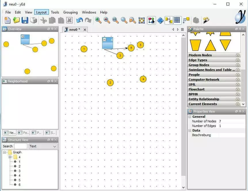 interface utilisateur de yEd Graph Editor